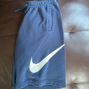 Nike sweatpant shorts navy blue